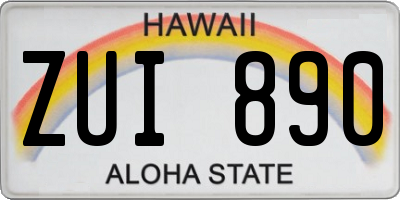 HI license plate ZUI890
