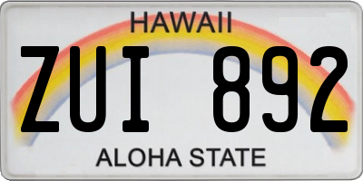 HI license plate ZUI892