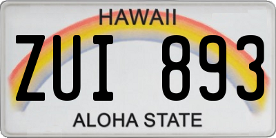 HI license plate ZUI893