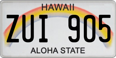 HI license plate ZUI905