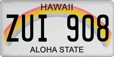 HI license plate ZUI908