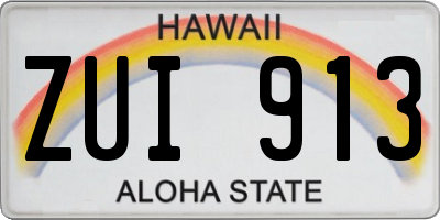 HI license plate ZUI913