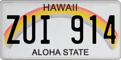 HI license plate ZUI914