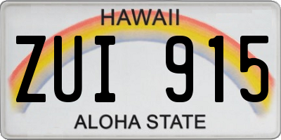 HI license plate ZUI915