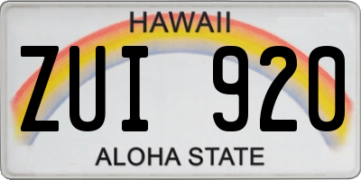 HI license plate ZUI920