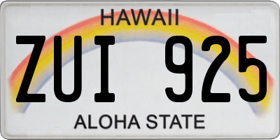 HI license plate ZUI925