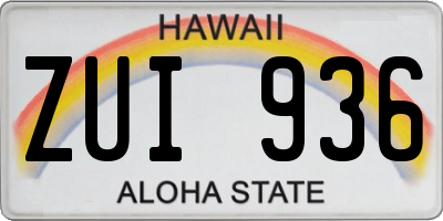 HI license plate ZUI936
