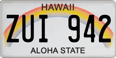 HI license plate ZUI942