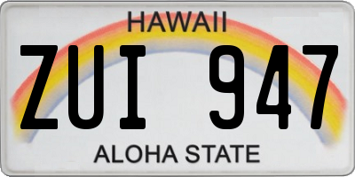 HI license plate ZUI947