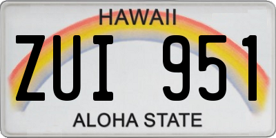 HI license plate ZUI951