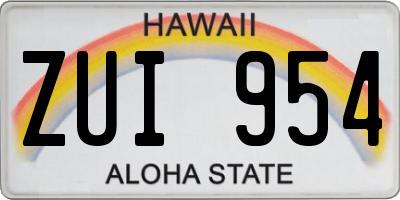HI license plate ZUI954