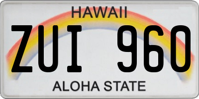 HI license plate ZUI960