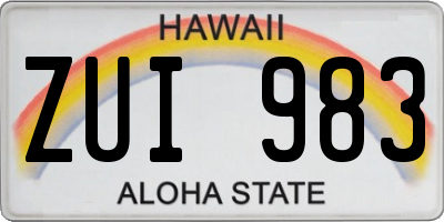 HI license plate ZUI983