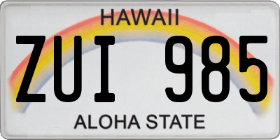 HI license plate ZUI985