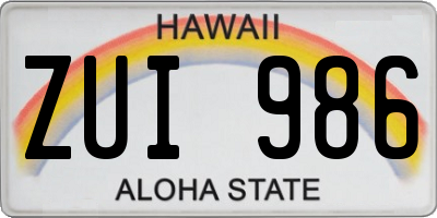 HI license plate ZUI986
