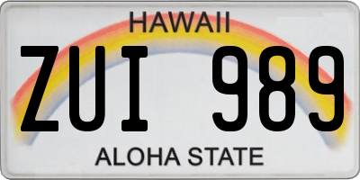 HI license plate ZUI989