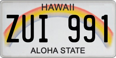 HI license plate ZUI991