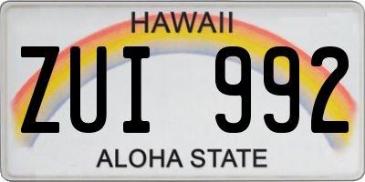 HI license plate ZUI992