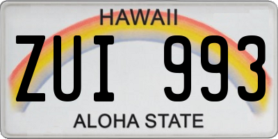 HI license plate ZUI993