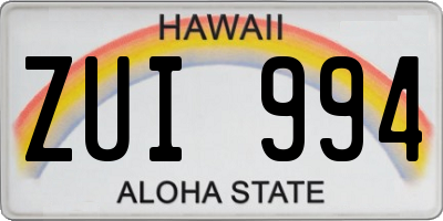 HI license plate ZUI994