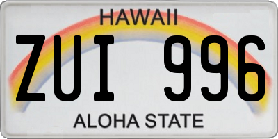 HI license plate ZUI996