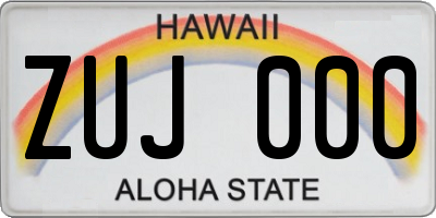 HI license plate ZUJ000