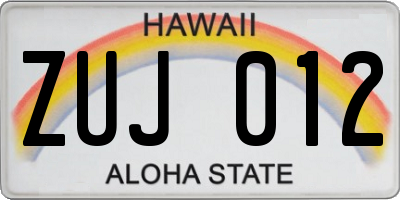 HI license plate ZUJ012
