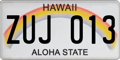 HI license plate ZUJ013
