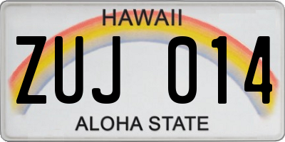 HI license plate ZUJ014