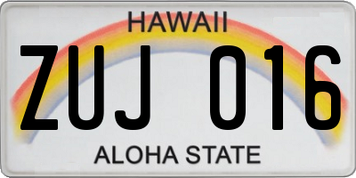 HI license plate ZUJ016