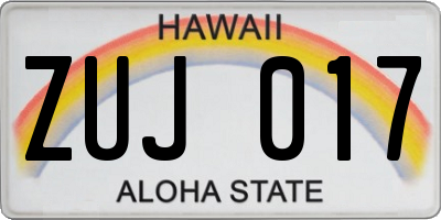 HI license plate ZUJ017