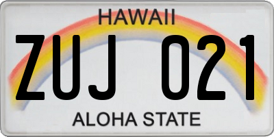 HI license plate ZUJ021