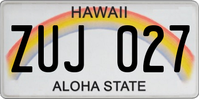 HI license plate ZUJ027