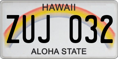 HI license plate ZUJ032