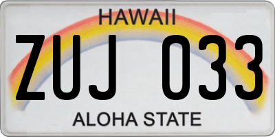 HI license plate ZUJ033
