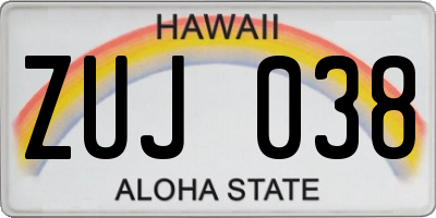 HI license plate ZUJ038