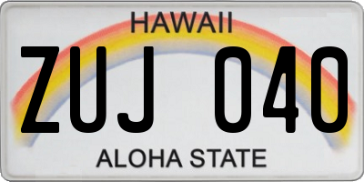 HI license plate ZUJ040
