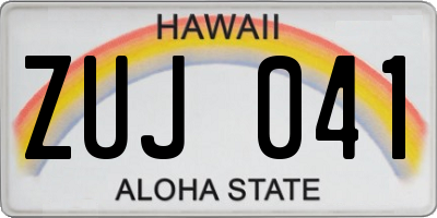 HI license plate ZUJ041