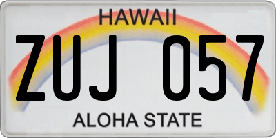 HI license plate ZUJ057