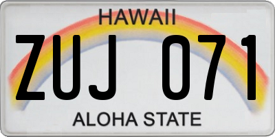 HI license plate ZUJ071