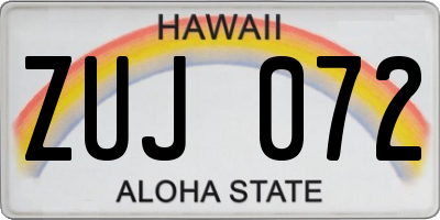 HI license plate ZUJ072