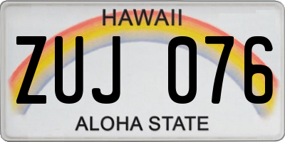 HI license plate ZUJ076