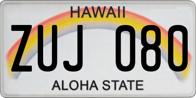 HI license plate ZUJ080