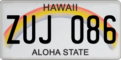 HI license plate ZUJ086