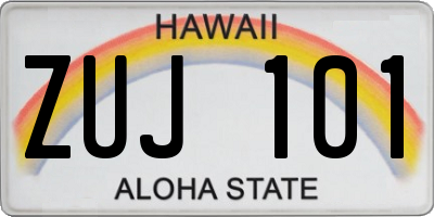 HI license plate ZUJ101
