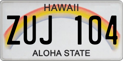 HI license plate ZUJ104