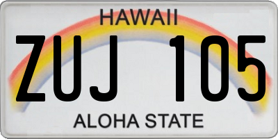 HI license plate ZUJ105