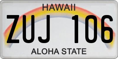 HI license plate ZUJ106