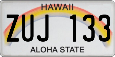 HI license plate ZUJ133