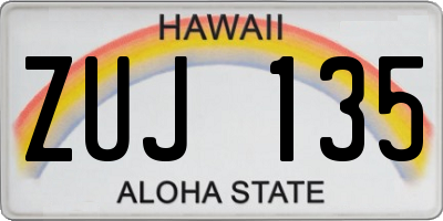 HI license plate ZUJ135